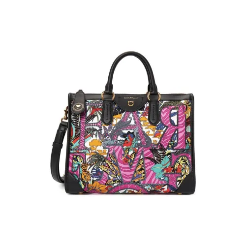 FERRAGAMO Нейлоновая сумка через плечо сумка среднего размера женская черная и разноцветная