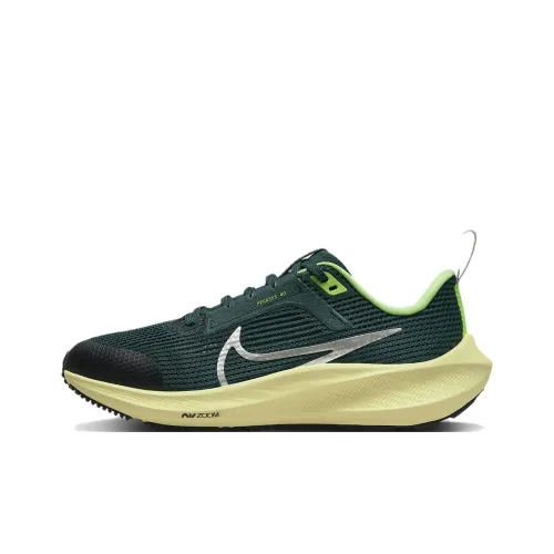 Nike Air Zoom Pegasus 40 Устойчивый к истиранию Низкий Топ Детская Беговая Обувь Зеленый Серебристый Желтый