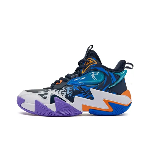 QIAODAN Детские баскетбольные кроссовки High Top Blue School Age