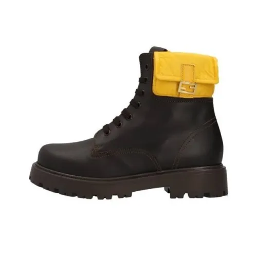 FENDI Устойчивые к истиранию детские ботинки черного и желтого цвета для подростков