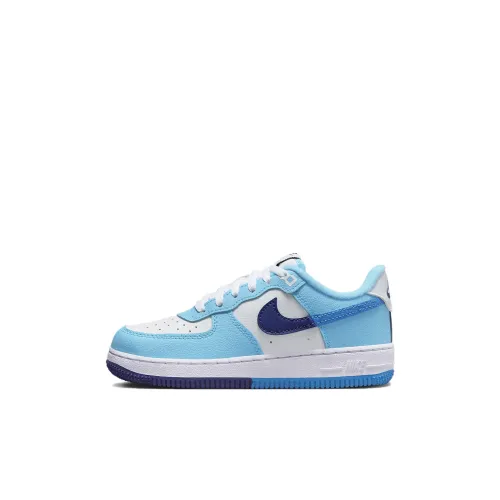 Nike Air FORCE 1 LV8 Дышащий Низкий Топ Детские Скейтбординги Сине-белый Для детей 3-7 лет