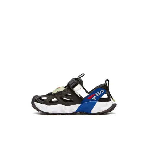FILA KIDS Promenade Slip-resistant Abrasion-resistant Children's Sandals Black White Blue Children's FILA KIDS Promenade Противоскользящие Износостойкие Детские Сандалии Черный Белый Синий Детский