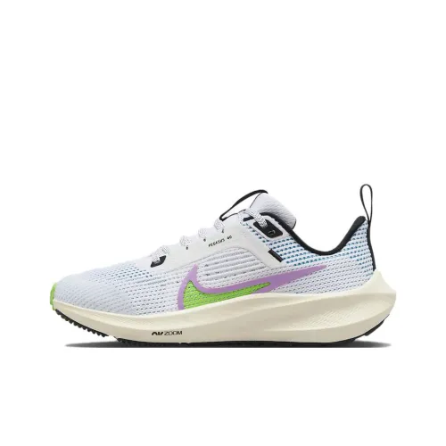 Nike Air Zoom Pegasus 40 GS Устойчивый к истиранию Низкий Топ Детская Беговая Обувь Белый Зеленый