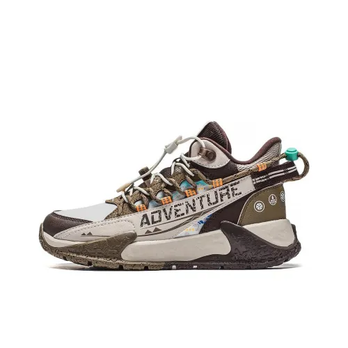 LINING YOUNG Rock Ridge 2,0 Anti KICK Амортизация MID Топ Детские беговые кроссовки Коричневый Подростки