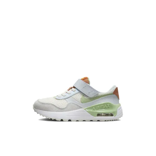 Nike Air Max SYSTM Амортизация Износостойкий Низкий Топ Детские Беговые Кроссовки Белый Зеленый Для Детей Возрастом 3-7 Лет