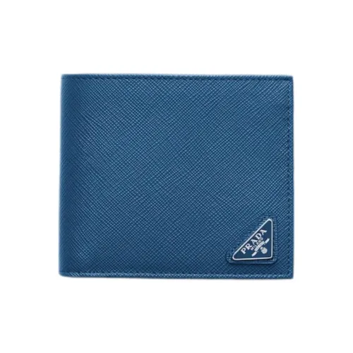 PRADA Saffiano Телячья кожа Кошелек Мужской Синий