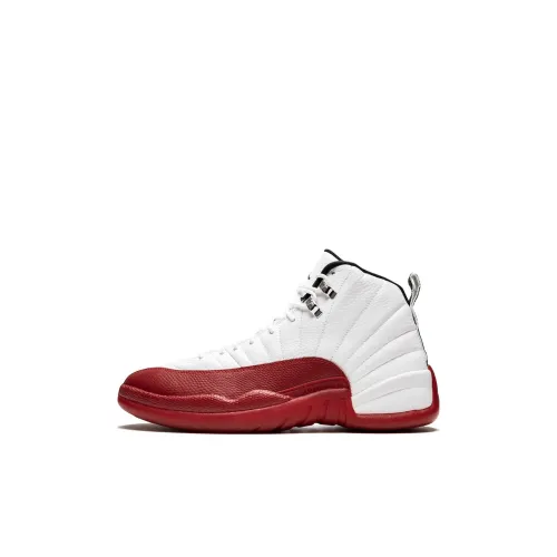Jordan Air Джордан 12 'Вишня' Slip-resistant High Top Винтажные баскетбольные кроссовки Белый Красный для детей 3-7 лет