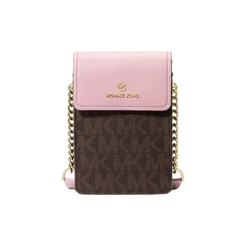 MICHAEL KORS Покрытие Холст Сумка через плечо Сумка на плечо Маленькая Женская Коричневая и Розовая