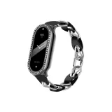 Серебряная цепочка, черная кожа + черный ромб оболочка