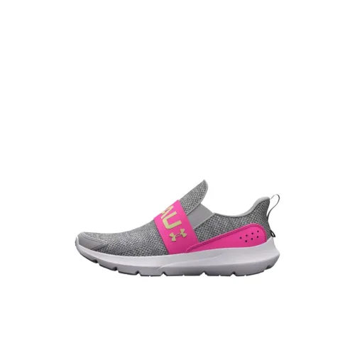 Under Armour Surge 3 Slip 'HALO GREY Rebel' Розовый Низкий Топ Беговые Кроссовки для Детей 3-7 лет Серо-розовый Children Aged 3 7 Years
