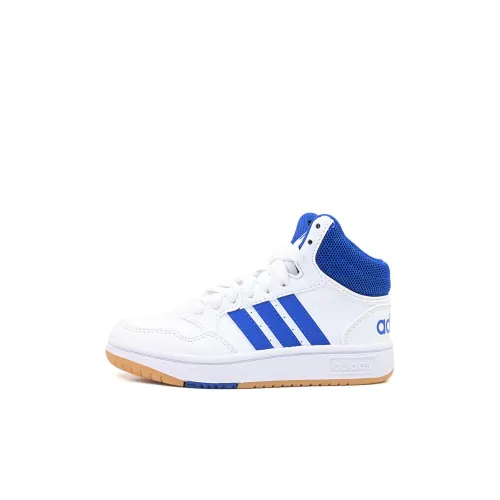 Adidas Neo Hoops Mid 3,0 K Slip-Resistant Abrasion-Resistant MID Топ Детские Баскетбольные Кроссовки Белый Синий Детский