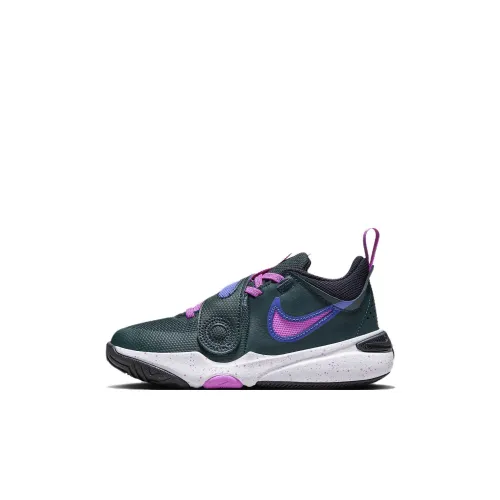 nike Team Hustle D 11 Амортизация Износостойкий Низкий Топ Детские Баскетбольные Кроссовки Темные Джунгли Детский