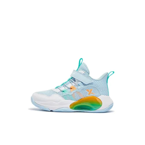 XTEP Устойчивый к истиранию противоскользящий высокий топ детские баскетбольные кроссовки Ripple синий для детей 3-7 лет