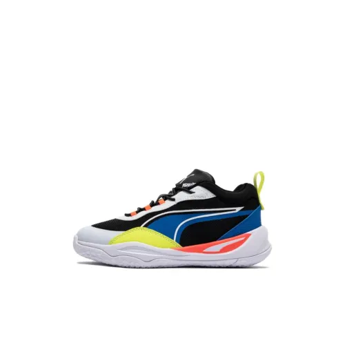 PUMA Playmaker Anti KICK и устойчивый к истиранию низкий топ KIDS Lifestyle Shoes Черный Синий Белый