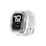 Прозрачный белый чехол + белый ремешок