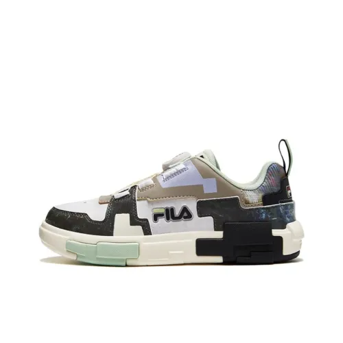 FILA KIDS Устойчивый к истиранию Дышащий Низкий Топ Детские Скейтбординговые Кроссовки Черный и Бежевый Подростки