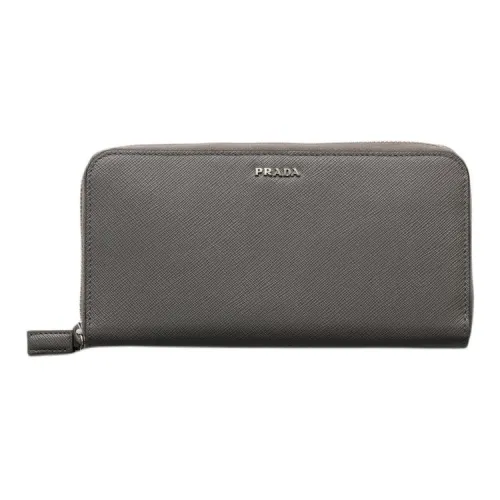 PRADA Saffiano Кожа Кошелек Мужской Серый и Темно-Коричневый