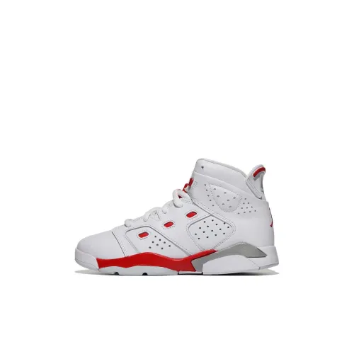 Jordan Air Jordan 6 Устойчивые к истиранию высокие кроссовки для детей баскетбольные кроссовки белый и красный для детей в возрасте 3-7 лет