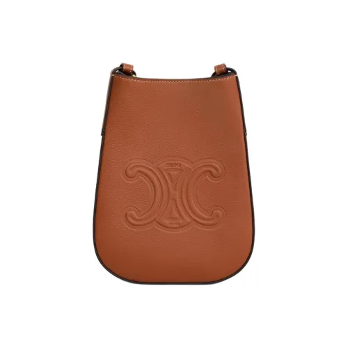 CELINE Heloise Чехол для телефона из коровьей кожи женский рыжевато-коричневый