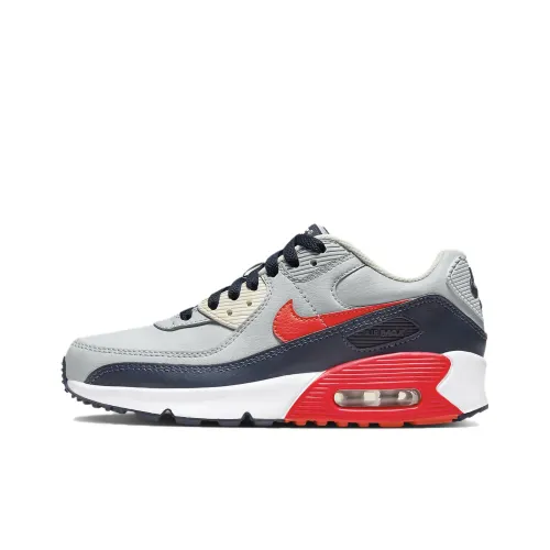 Nike Air Max 90 Износостойкий и Легкий Низкий Топ Детская Беговая Обувь Серый Красный Подростки