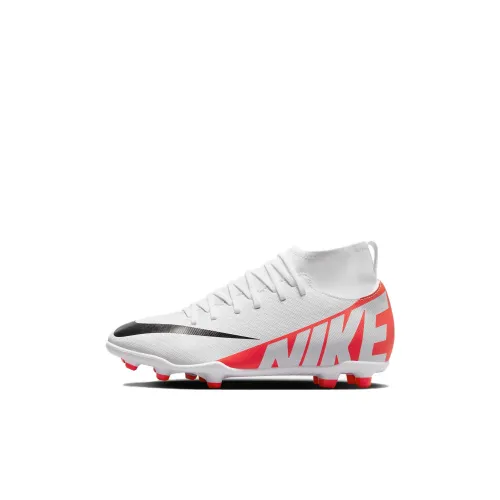 nike Jr. Mercurial Superfly 9 Club Slip-Resistant MID Детские футбольные бутсы Топ Белый Красный Черный