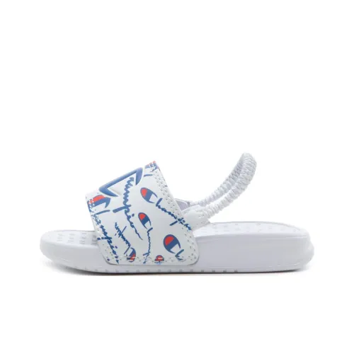 Чемпион Супер Slide WARPED Противоскользящие Износостойкие Детские Сандалии Белые и Синие Подростки