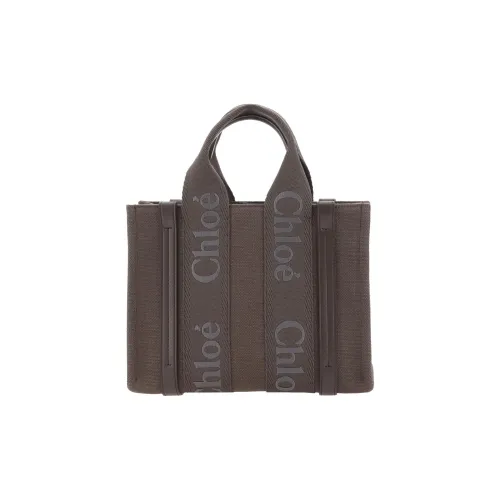 Chloe Woody Linen Tote Bag Shopping Bag Tote Bag Regular Women's Brown