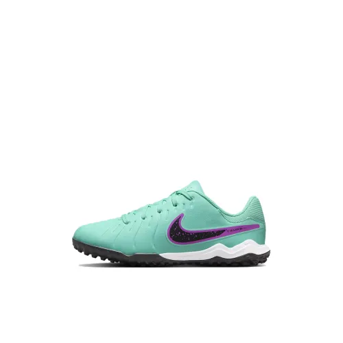 Nike Tiempo Legend 10 Искусственный газон устойчивый к абразиву низкий топ детские футбольные бутсы синий детский