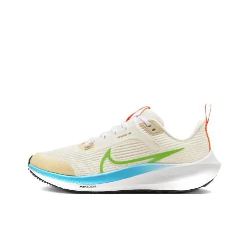 Nike Air Zoom Pegasus 40 Устойчивый к истиранию Низкий Топ Детская Беговая Обувь Белый Синий