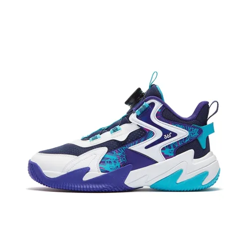 361°KIDS Tough Guys Slip-resistant Амортизация Устойчивость к истиранию Отскок Низкий Топ Баскетбольные кроссовки Синий Белый Фиолетовый
