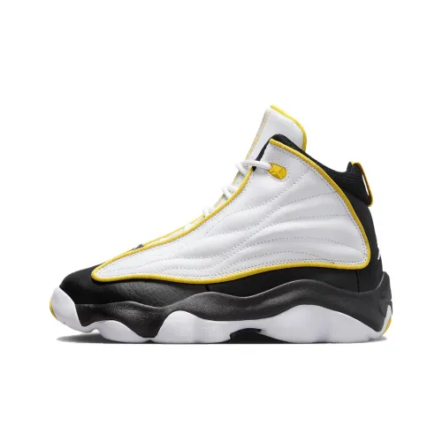 Джордан Pro Strong Шокабойеры Противоскользящие Высокие Баскетбольные Кроссовки для Детей Подростков Черно-Белый Желтый