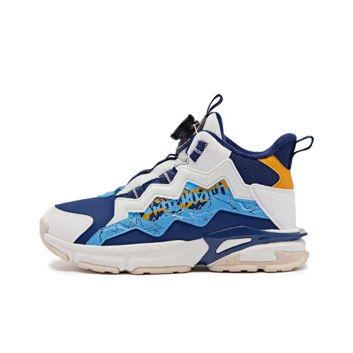 QIAODAN Slip-resistant Abrasion-resistant High Top Children's Basketball Shoes Peaceful Blue Sea Salt Blue Teenagers QIAODAN Противоскользящие Износостойкие Высокие Баскетбольные Кроссовки для Детей Мирный Синий Синий Морская Соль Подростки