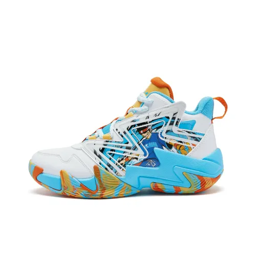 QIAODAN Slip-resistant детские баскетбольные кроссовки Jordan белые ледяные синие