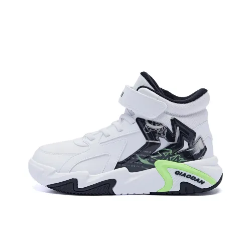 QIAODAN Детская повседневная обувь High Top Jordan - Белый / Летящий Shadow Зеленый - Школьный возраст