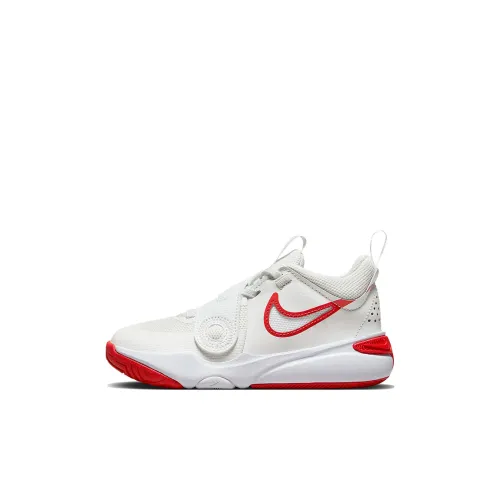 Nike Team Hustle D 11 Детские баскетбольные кроссовки Low Топ Белый Красный Kids