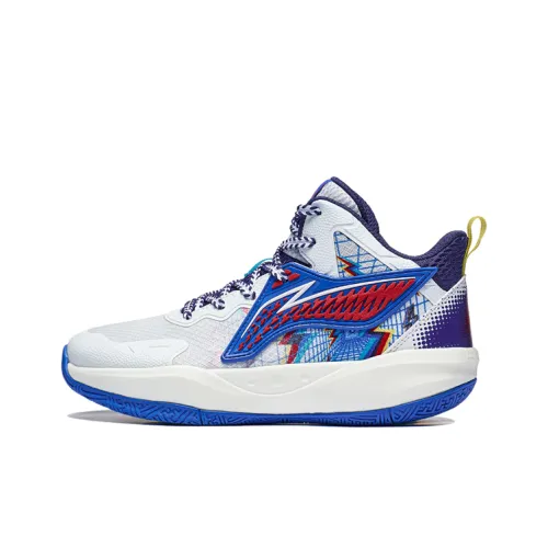 LINING YOUNG Противоскользящие Анти-KICK Устойчивые к износу Низкие Топы Детские Баскетбольные Кроссовки Белый Синий