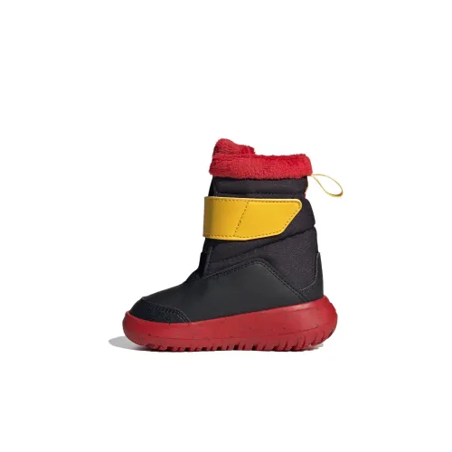 Disney x Adidas WINTERPLAY Противоскользящая Анти-KICK Высокий Топ Обувь для младенцев и малышей Черный Красный Infant And Toddler