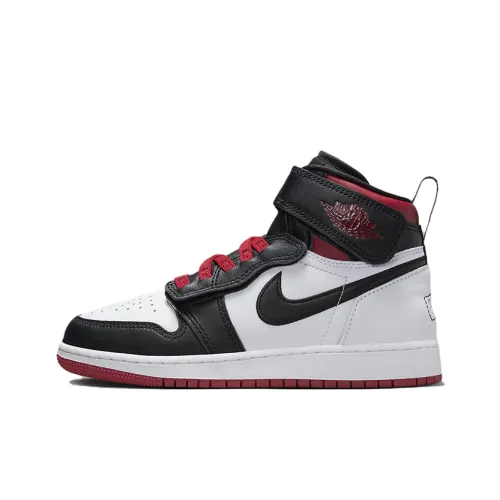 Jordan Air Jordan 1 Детские баскетбольные кроссовки Высокие Топы Черные Красные Для школьников