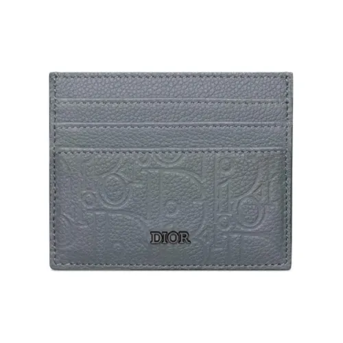 DIOR Коровья кожа Держатель для карт Унисекс Темно-серый