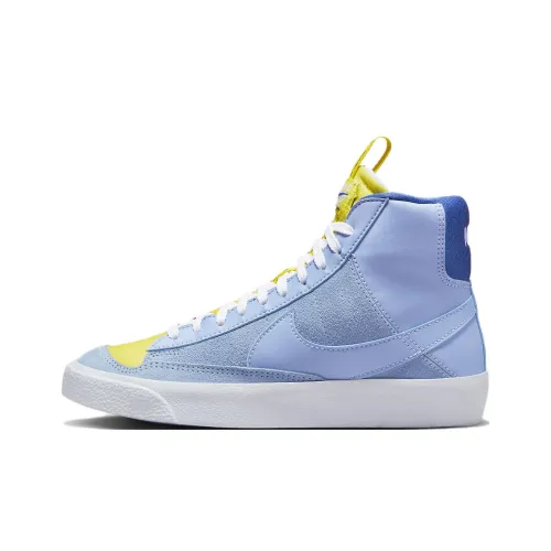 nike Blazer Slip Resistant Abrasion Resistant MID Топ Детские Скейтбординги Синий желтый Розовый Подростки
