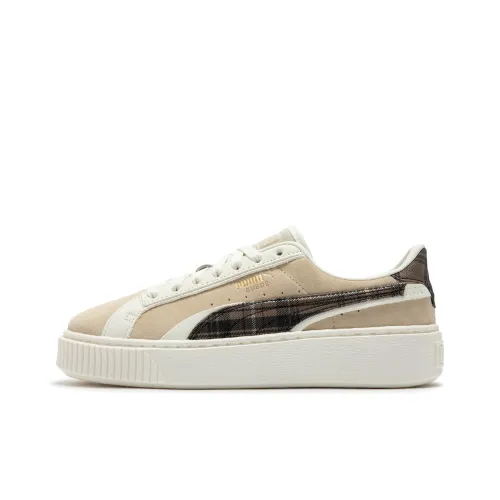 PUMA Suede Platform Амортизация Износостойкие Низкие Кроссовки для скейтбординга Женские Миндаль