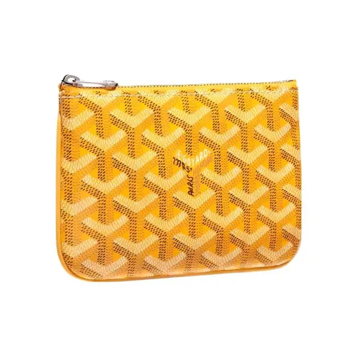 GOYARD SENAT Холст Телячья кожа Кошелек Держатель для карт Клатч Мини Унисекс Желтый