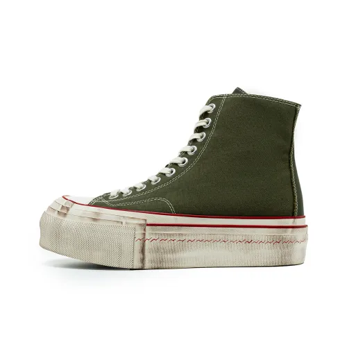 TC Abrasion Resistant визуально увеличивает рост Высокие кеды Унисекс Армейский зеленый