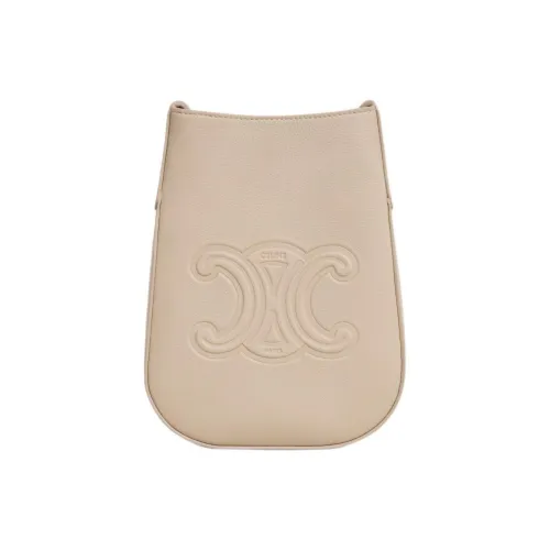 CELINE Сумка через плечо из коровьей кожи чехол для телефона женский цвет капучино кофе