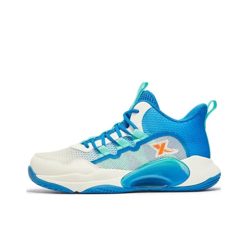 XTEP Устойчивый к истиранию противоскользящий высокий топ детские баскетбольные кроссовки прусский синий парусный белый подростки