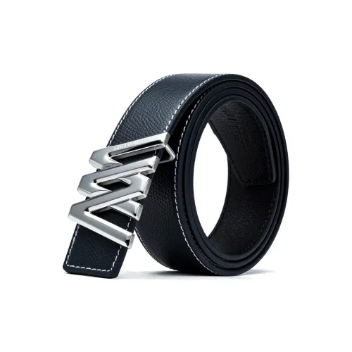 Anthony Miles Ремни из крупнозернистой текстуры коровьей кожи мужской черный 3,4 см