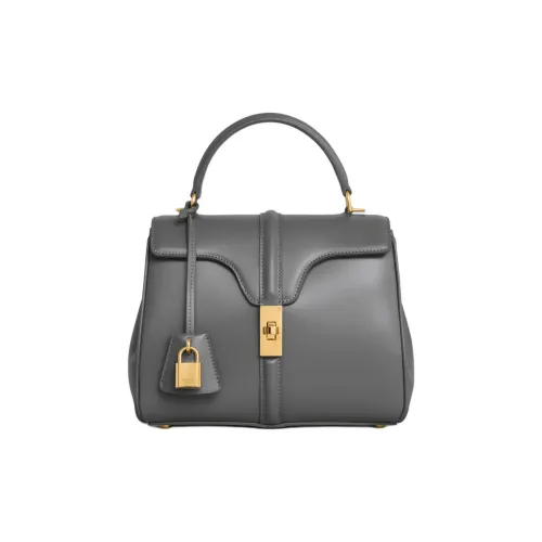 CELINE 16 Satin Телячья кожа Сумка через плечо Сумка Маленькая Женская Дымчатый черный