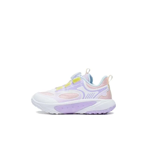 LINING YOUNG Противоскользящие низкие детские беговые кроссовки розового и фиолетового цвета