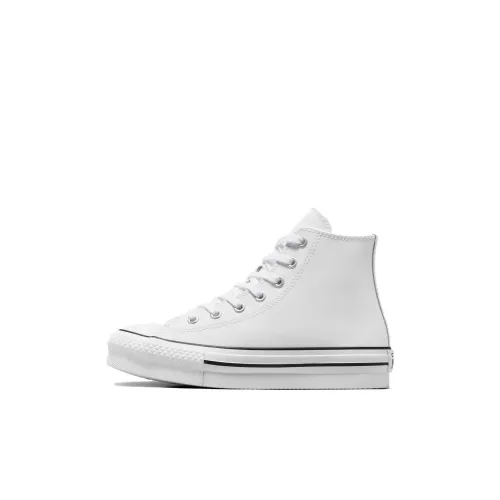 Converse Chuck Taylor All Star Lift Платформа Кожа Высокие Кеды Kids Белые для детей 3-7 лет