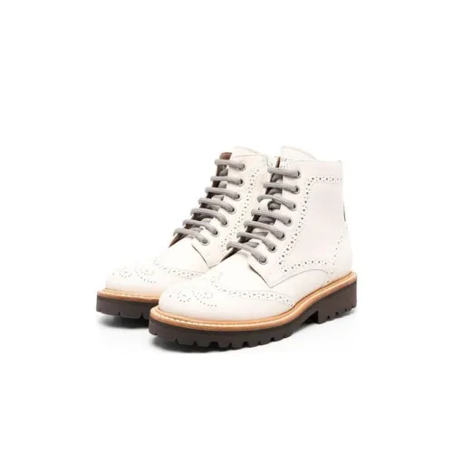 BRUNELLO CUCINELLI Детские кожаные сапоги экрю для дошкольников